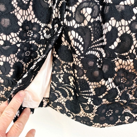 Jax Black Lace Overlay Square Neck Sleeveless Evening Dress Size 6 - Picture 5 of 8